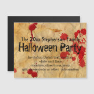 Vintage Red Blood Splatter Halloween Party Magnetic Invitation at Zazzle