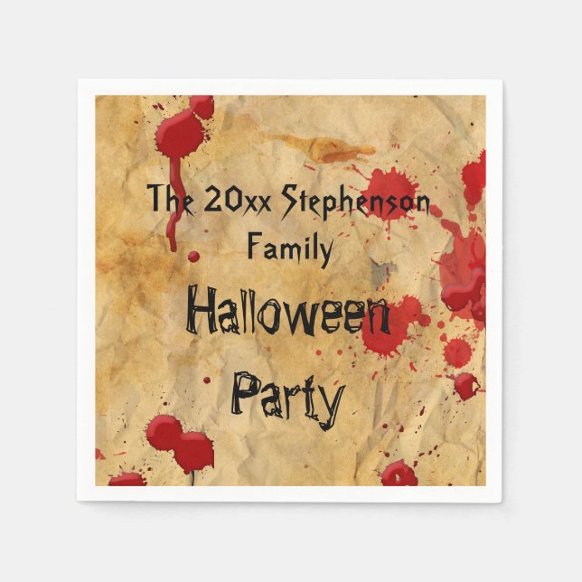 Vintage Red Blood Splatter Halloween Party Paper Napkins (Front)
