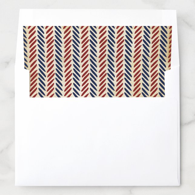 Vintage Red & Blue Chevron Pattern Envelope Liner (In Envelope)