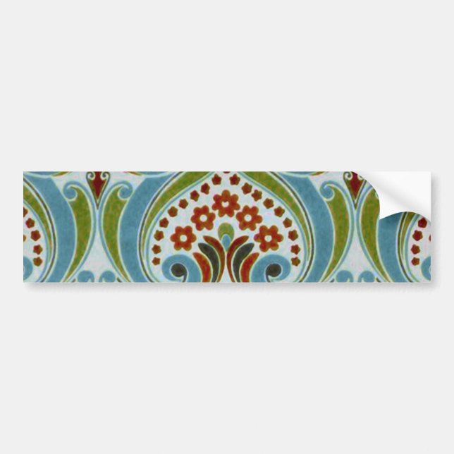 Vintage Red Blue Green Wallpaper Pattern Bumper Sticker (Front)