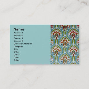 Vintage Red Blue Green Wallpaper Pattern Business Card