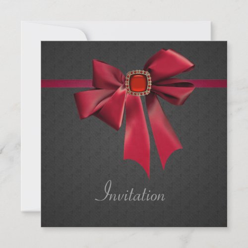 Vintage Red Bow Black All Occasion Party Invitation