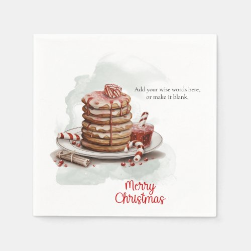 Vintage red brown Watercolor Candy Cane Pancake Napkins