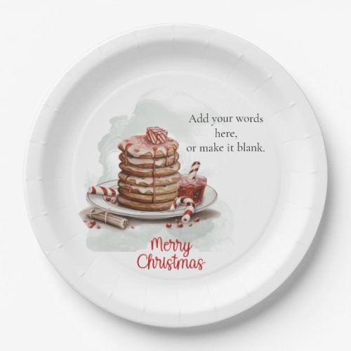 Vintage red brown Watercolor Candy Cane Pancake Paper Plates