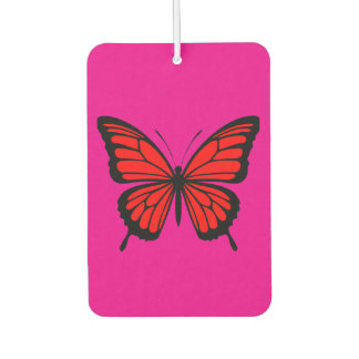 Vintage Red Butterfly on Pink Background Air Freshener