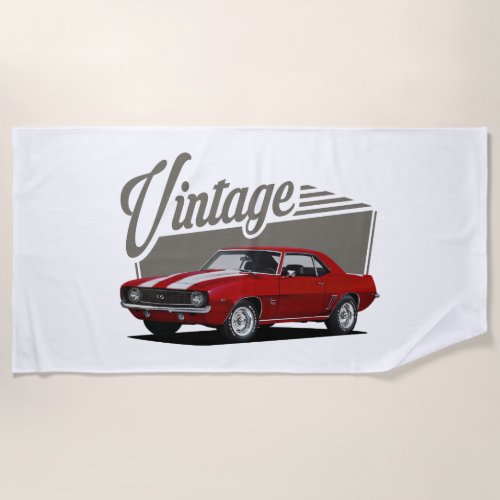 Vintage Red Camaro Beach Towel