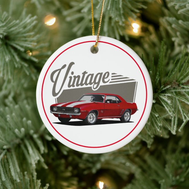 Vintage Red Camaro Ceramic Ornament (Tree)
