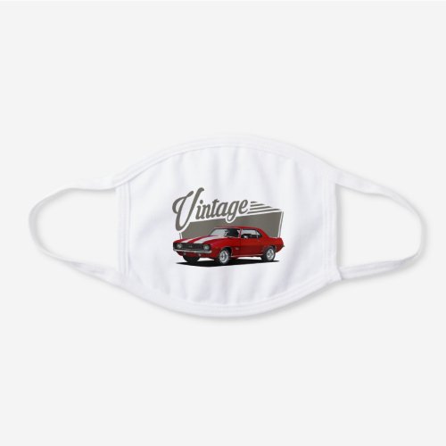 Vintage Red Camaro White Cotton Face Mask