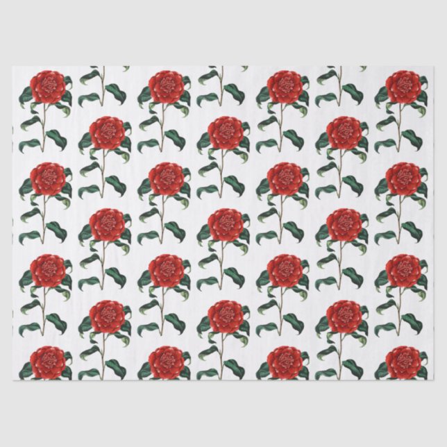 Vintage Red Camellia Flower Tissue Paper (Front)