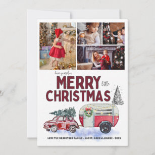 Vintage Red Camper Christmas Photo Collage