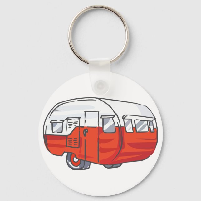 Vintage Red Camper Keychain (Front)