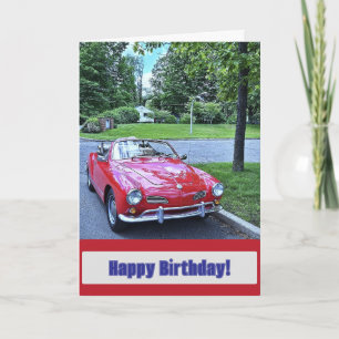 Vintage Red Car Birthday Card