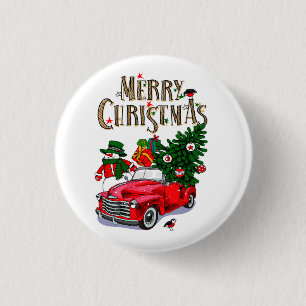 Vintage Red car Christmas Button