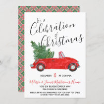 Vintage Red Car #Christmas Celebration | #Plaid Invitation