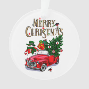 Vintage Red car Christmas Ornament