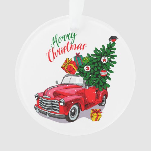 Vintage Red car  Christmas Ornament