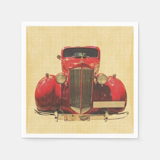 Vintage Red Car Decoupage  Napkins (Front)