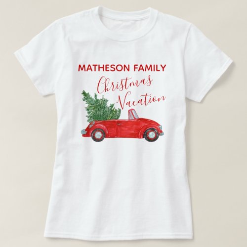 Vintage Red Car Merry Family Christmas Vacation T_Shirt