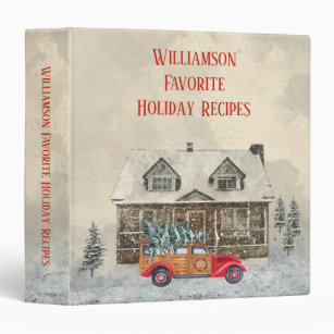 Vintage Red Car Rustic Family Recipe Cookbook 3 Ring Binder
