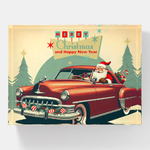 Vintage red car & Santa Paperweight