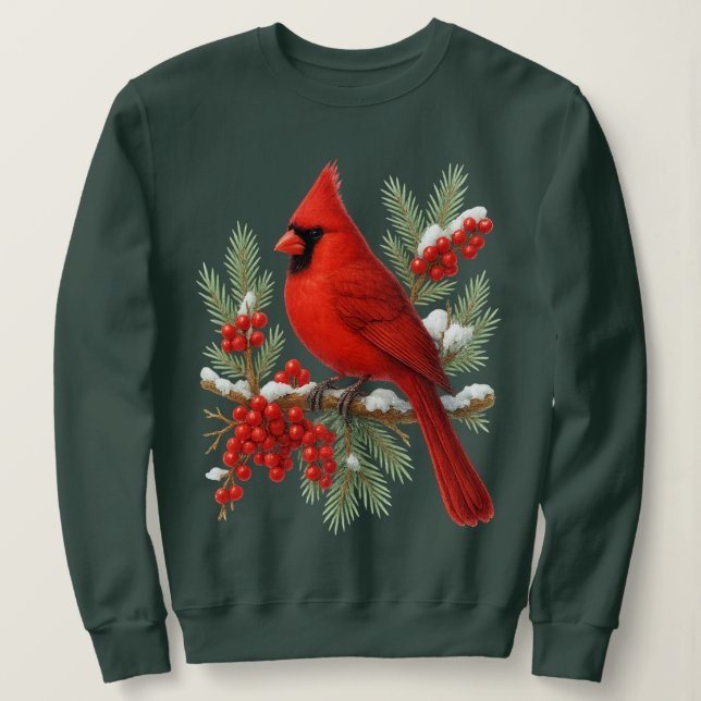 Vintage Red Cardinal Bird | Classic Winter Bird  Sweatshirt (Design Front)