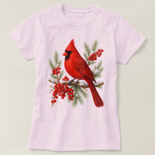 Vintage Red Cardinal Bird Classic Winter Bird T-Shirt