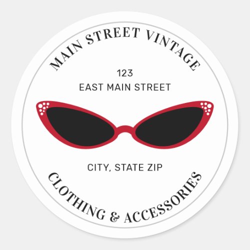 Vintage Red Cat Eye Sunglasses Vintage Retail Classic Round Sticker