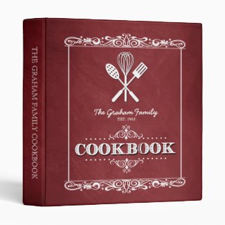 Vintage Red Chalkboard Family Cookbook Binder