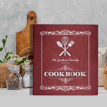 Vintage Red Chalkboard Family Cookbook Binder by reflections06 at Zazzle