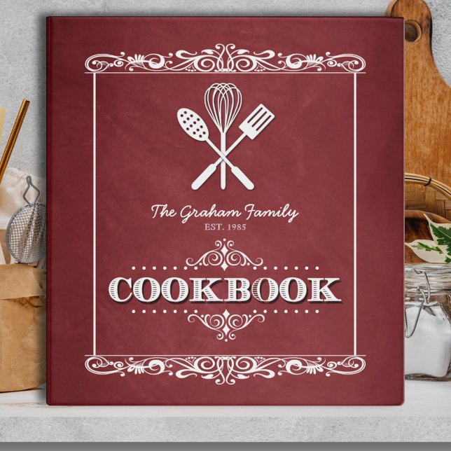 Vintage Red Chalkboard Family Cookbook Binder (Creator Uploaded)