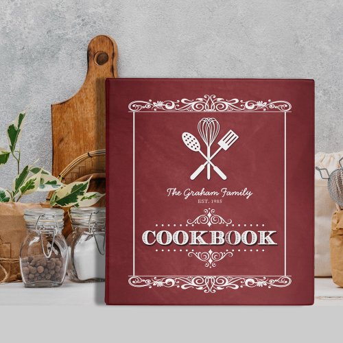Vintage Red Chalkboard Family Cookbook Binder