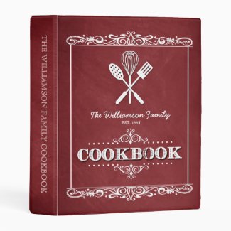 Vintage Red Chalkboard Family Cookbook Mini Binder