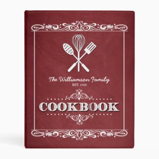Vintage Red Chalkboard Family Cookbook Mini Binder