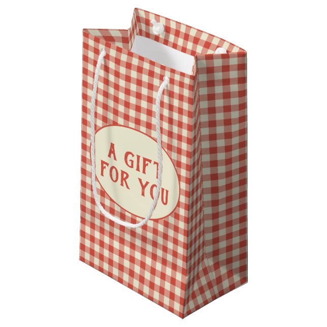 Vintage Red Checkerboard Pattern Custom  Small Gift Bag (Front Angled)