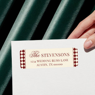 Vintage Red Checkered Old Money Return Address Label