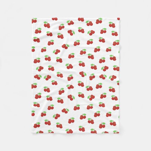 Vintage Red Cherries Cherry Pattern Fleece Blanket