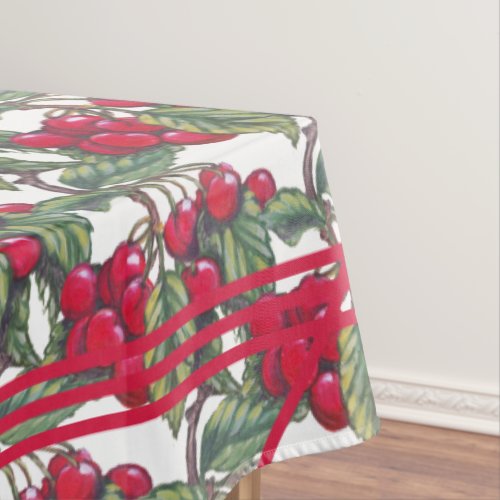 Vintage Red Cherry Fruit Pattern Kitchen Picnic Tablecloth
