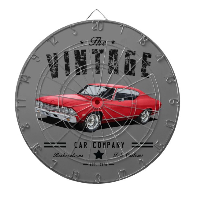 Vintage Red Chevelle Dart Board (Front)
