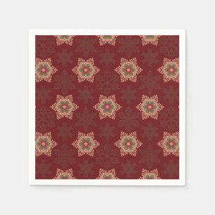 Vintage Red Christmas Holly Celtic Star Pattern Napkins