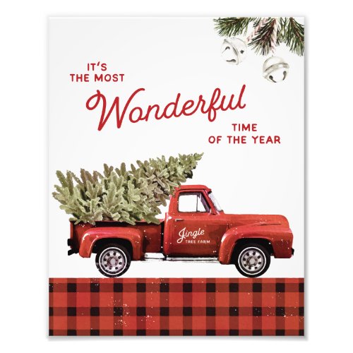 Vintage Red Christmas Tree Farm Truck Wall Art