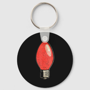 Vintage Red Christmas Tree Light Bulb Keychain