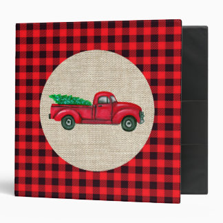 Vintage Red Christmas Tree Truck Binder