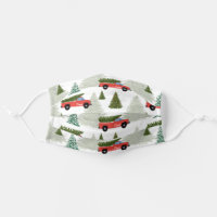 Vintage Red Christmas Truck Adult Cloth Face Mask