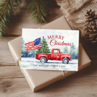 Vintage Red Christmas Truck Christmas Tree Flag