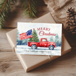 Vintage Red Christmas Truck Christmas Tree Flag Holiday Postcard<br><div class="desc">Vintage red Christmas truck with a Christmas tree and American flag Christmas card is a festive way to show your love for America and sending holiday wishes to your friends and family.</div>