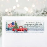 Vintage Red Christmas Truck Christmas Tree Flag Label<br><div class="desc">Vintage red Christmas truck with a Christmas tree and American flag Christmas card is a festive way to show your love for America and sending holiday wishes to your friends and family.</div>