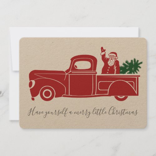 Vintage Red Christmas Truck Holiday Card