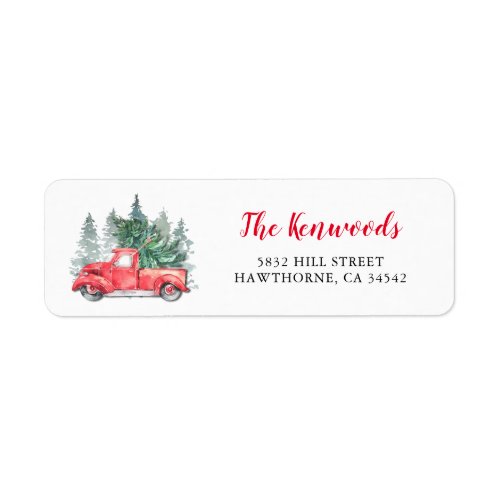 Vintage Red Christmas Truck Return Address Label