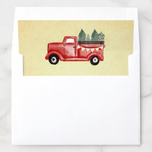Vintage Red Christmas Truck Wedding Envelope Liner