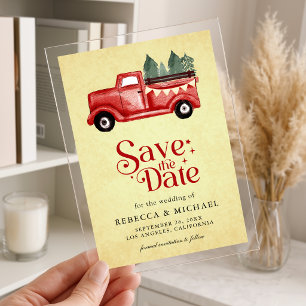 Vintage Red Christmas Truck Wedding Save the Date